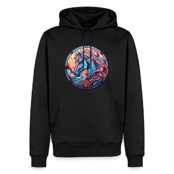 Pferd buntes Aquarell Tier Haustier Illustration - Männer Premium Bio Hoodie - Schwarz - Vorne - Nico (187cm)