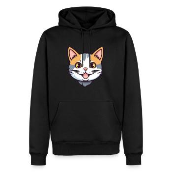 Amerikanisch Drahthaar Katze Karikatur Aquarell Clipart - Männer Premium Bio Hoodie - Schwarz - Vorne - Nico (187cm)