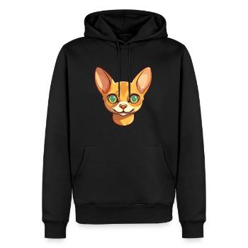 Abessinische Kurzhaarkatze Karikatur Aquarell Kunst - Männer Premium Bio Hoodie - Schwarz - Vorne - Nico (187cm)