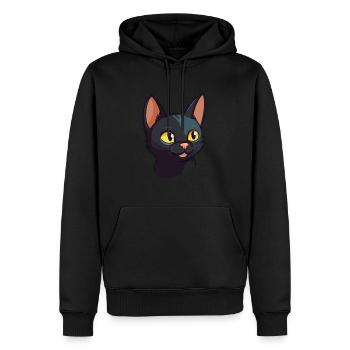 Illustration à l’aquarelle de dessin animé de chat de Bombay - Sweat à capuche Premium bio Homme - noir - Devant - Nico (187cm)