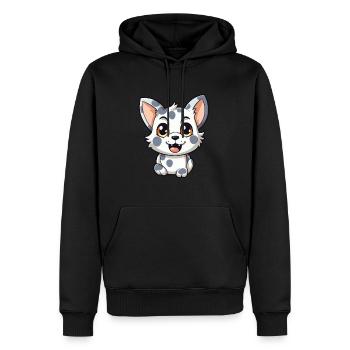 Australische gefleckte Nebelkatze Karikatur Aquarell Kunst - Männer Premium Bio Hoodie - Schwarz - Vorne - Nico (187cm)