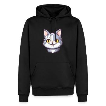 Amerikanisch Kurzhaar Katze Cartoon Aquarell Clipart - Männer Premium Bio Hoodie - Schwarz - Vorne - Nico (187cm)