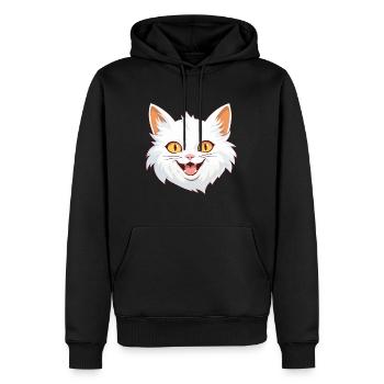 Turkish Angora Cat Cartoon Watercolor Illustration - Men’s Premium Organic Hoodie - black - Front - Nico (187cm)