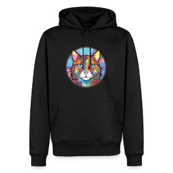 Huskat farverig akvarel kæledyrsillustration - Herre Premium økologisk hoodie - sort - Foran - Nico (187cm)