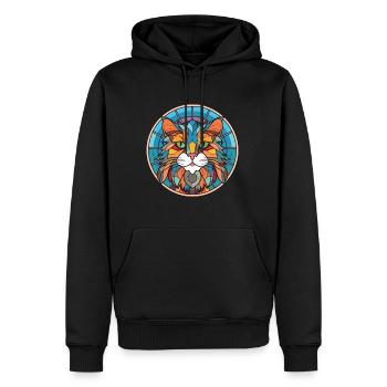Chat britannique à poil long coloré aquarelle dessin animé - Sweat à capuche Premium bio Homme - noir - Devant - Nico (187cm)