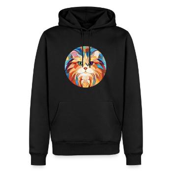 Chat britannique à poil long coloré aquarelle dessin animé - Sweat à capuche Premium bio Homme - noir - Devant - Nico (187cm)