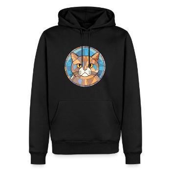 Britische Falte Kurzhaarkatze buntes Aquarell - Männer Premium Bio Hoodie - Schwarz - Vorne - Nico (187cm)