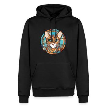 Bengal Katze Rasse bunte Aquarell Illustration - Männer Premium Bio Hoodie - Schwarz - Vorne - Nico (187cm)