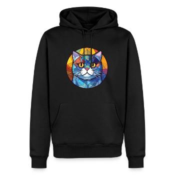 Britisch Kurzhaar Katze Bunte Aquarell-Karikatur - Männer Premium Bio Hoodie - Schwarz - Vorne - Nico (187cm)