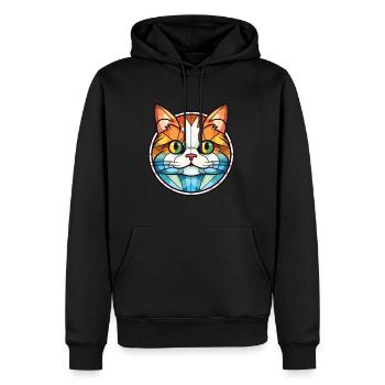 Munchkin-Katze bunte Aquarell-Haustier-Illustration - Männer Premium Bio Hoodie - Schwarz - Vorne - Nico (187cm)