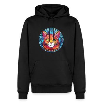 Khao Manee Cat Illustration aquarelle colorée - Sweat à capuche Premium bio Homme - noir - Devant - Nico (187cm)