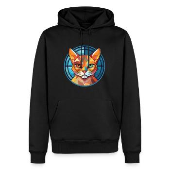 Khao Manee Cat Illustration aquarelle colorée - Sweat à capuche Premium bio Homme - noir - Devant - Nico (187cm)