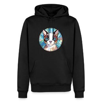 Schneeschuhkatze Buntes Aquarell Haustier Illustration - Männer Premium Bio Hoodie - Schwarz - Vorne - Nico (187cm)
