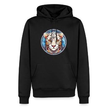 Léopard des neiges bébé chat coloré dessin animé aquarelle - Sweat à capuche Premium bio Homme - noir - Devant - Nico (187cm)
