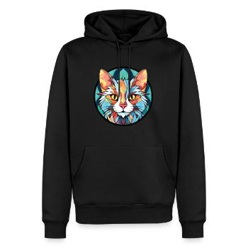 Chat Angora Turc Aquarelle Colorée Dessin Animé Pour Animaux De Compagnie - Sweat à capuche Premium bio Homme - noir - Devant - Nico (187cm)