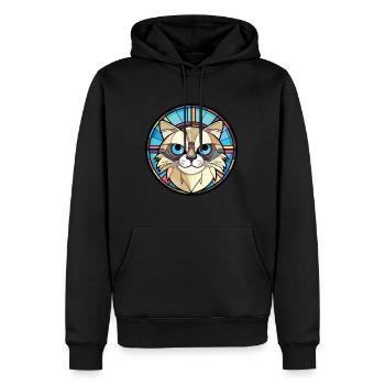 Birma Katze Rasse Bunte Aquarell Illustration - Männer Premium Bio Hoodie - Schwarz - Vorne - Nico (187cm)