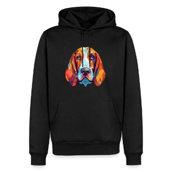 Basset Artesien Normand Hunderasse Aquarellglas - Männer Premium Bio Hoodie - Schwarz - Vorne - Nico (187cm)