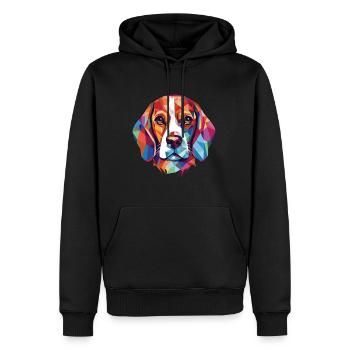 Beagle Hunderasse bunte Aquarell-Illustration - Männer Premium Bio Hoodie - Schwarz - Vorne - Nico (187cm)