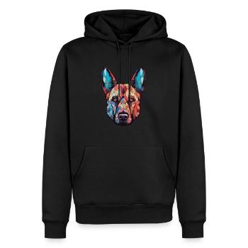 Belgischer Schäferhund Rasse Aquarell Illustration - Männer Premium Bio Hoodie - Schwarz - Vorne - Nico (187cm)
