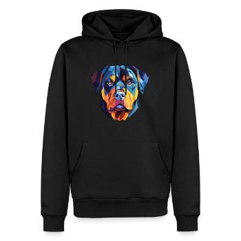 Rottweiler Hunderasse Aquarell Glas Illustration - Männer Premium Bio Hoodie - Schwarz - Vorne - Nico (187cm)