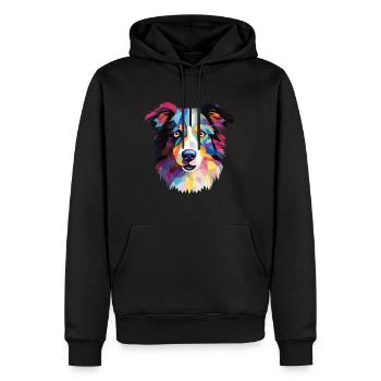 Border Collie Hunderasse Aquarell Illustration - Männer Premium Bio Hoodie - Schwarz - Vorne - Nico (187cm)