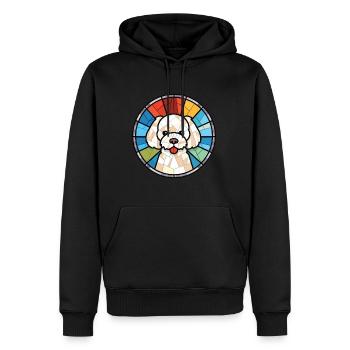 Bichon frisé chien race aquarelle Illustration - Sweat à capuche Premium bio Homme - noir - Devant - Nico (187cm)