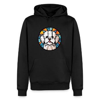 Bichon Frize Hunderasse Aquarell Illustration - Männer Premium Bio Hoodie - Schwarz - Vorne - Nico (187cm)