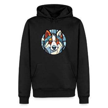 Illustration à l’aquarelle de race de chien esquimau canadien - Sweat à capuche Premium bio Homme - noir - Devant - Nico (187cm)
