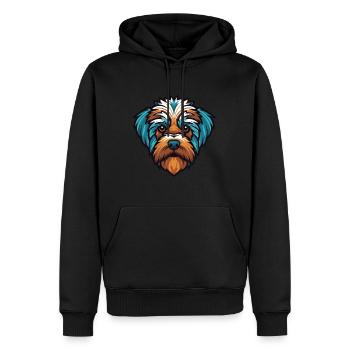 Bichon Yorkie Hunderasse Aquarell Illustration - Männer Premium Bio Hoodie - Schwarz - Vorne - Nico (187cm)