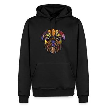 Illustration à l’aquarelle de race de chien griffon de Bruxelles - Sweat à capuche Premium bio Homme - noir - Devant - Nico (187cm)