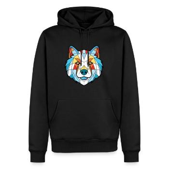Illustration à l’aquarelle de race de chien esquimau canadien - Sweat à capuche Premium bio Homme - noir - Devant - Nico (187cm)