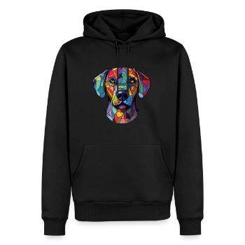 Cao De Castro Laboreiro Dog Breed Watercolor Glass - Men’s Premium Organic Hoodie - black - Front - Nico (187cm)