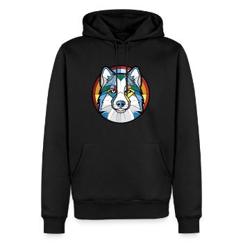 Illustration à l’aquarelle de race de chien esquimau canadien - Sweat à capuche Premium bio Homme - noir - Devant - Nico (187cm)