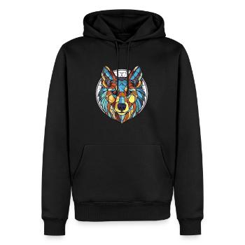 Cao De Castro Laboreiro Wolf Dog Breed Watercolor - Men’s Premium Organic Hoodie - black - Front - Nico (187cm)