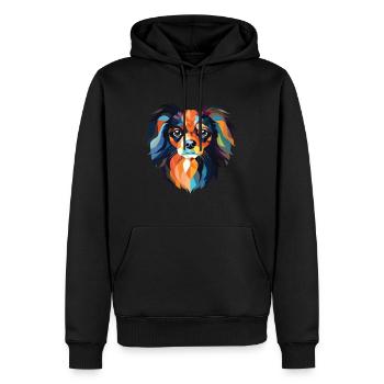 Continental Toy Spaniel chien race verre aquarelle - Sweat à capuche Premium bio Homme - noir - Devant - Nico (187cm)