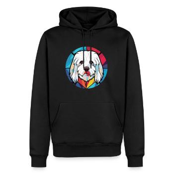 Coton De Tuléar race chien aquarelle illustration - Sweat à capuche Premium bio Homme - noir - Devant - Nico (187cm)