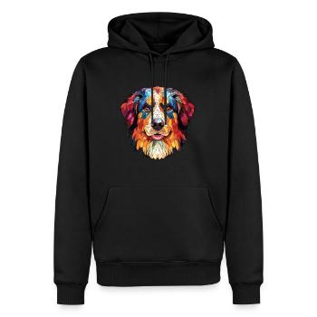 Illustration à l’aquarelle de race de chien de berger anglais - Sweat à capuche Premium bio Homme - noir - Devant - Nico (187cm)
