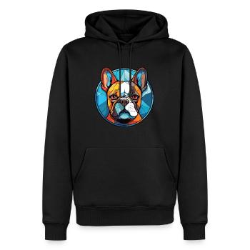 Bouledogue Français chien race aquarelle Illustration - Sweat à capuche Premium bio Homme - noir - Devant - Nico (187cm)