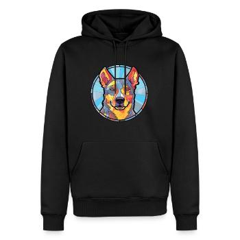 Bouvier australien chien race aquarelle colorée - Sweat à capuche Premium bio Homme - noir - Devant - Nico (187cm)