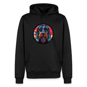 Terrier russe noir chien race verre aquarelle - Sweat à capuche Premium bio Homme - noir - Devant - Nico (187cm)