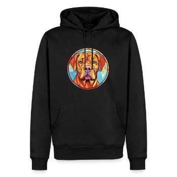 Frison pointage chien race aquarelle Illustration - Sweat à capuche Premium bio Homme - noir - Devant - Nico (187cm)