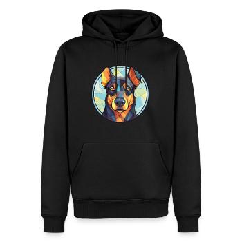 Beauceron chien race aquarelle verre Illustration - Sweat à capuche Premium bio Homme - noir - Devant - Nico (187cm)