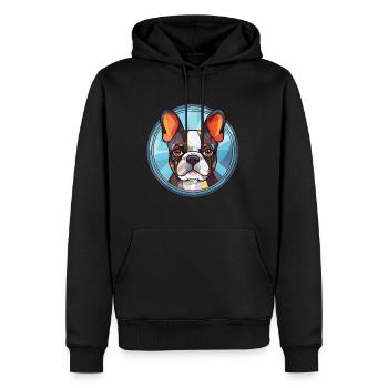 Boston Terrier Hunderasse Aquarell Illustration - Männer Premium Bio Hoodie - Schwarz - Vorne - Nico (187cm)