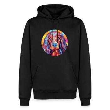 Illustration à l’aquarelle de race de chien d’eau frison - Sweat à capuche Premium bio Homme - noir - Devant - Nico (187cm)