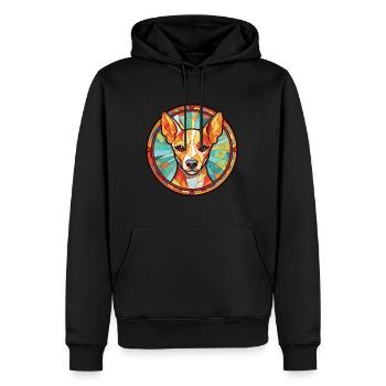 Portugiesische Podengo Pequeno Hunderasse Aquarell - Männer Premium Bio Hoodie - Schwarz - Vorne - Nico (187cm)