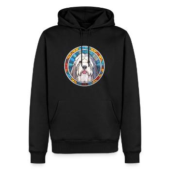 Vieux chien de berger anglais chien race aquarelle colorée - Sweat à capuche Premium bio Homme - noir - Devant - Nico (187cm)