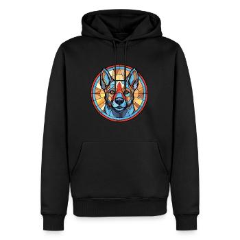 Norwegischer Elchhund Hunderasse buntes Aquarell - Männer Premium Bio Hoodie - Schwarz - Vorne - Nico (187cm)