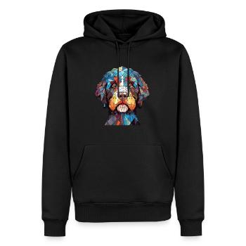 Illustration à l’aquarelle de race de chien d’eau frison - Sweat à capuche Premium bio Homme - noir - Devant - Nico (187cm)