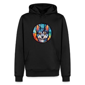 Alaskan Klee Kai chien race aquarelle Illustration - Sweat à capuche Premium bio Homme - noir - Devant - Nico (187cm)