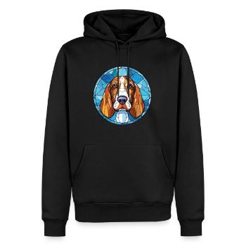 Basset Bleu De Gascogne Chien Race Aquarelle Verre - Sweat à capuche Premium bio Homme - noir - Devant - Nico (187cm)